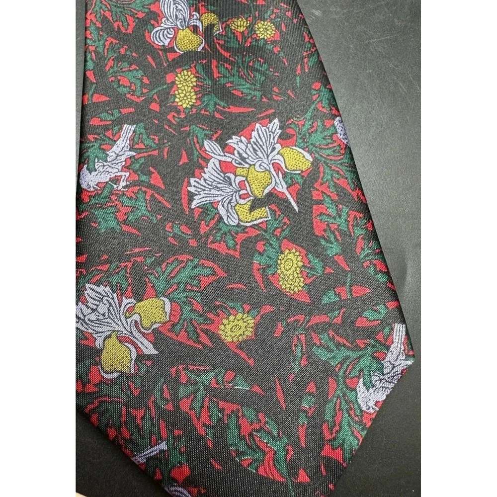Master Man Floral Bird‎ Red Blue Green Gold Silk Tie 60